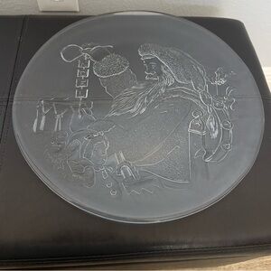 LIBBEY Santa Claus Serving Platter NOEL Clear Glass Etched.